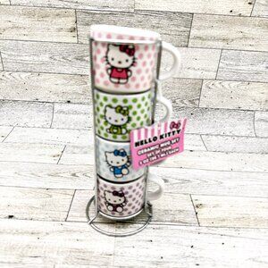 Brand New "Hello Kitty" 8" Stackable 3 oz Ceramic Mug Set of 4